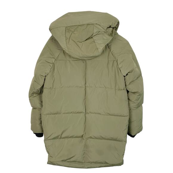 OROLAY Women's XS Thickened Down Hooded Coat Army Green Orange Lining - Picture 3 of 13